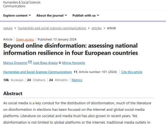 Beyond online disinformation: assessing national information resilience in four European countries