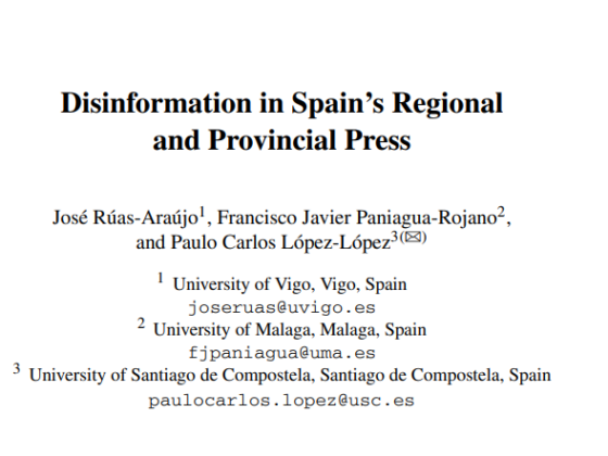 Disinformation in Spain’s Regional and Provincial Press