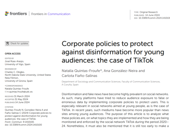 Corporate policies to protect against disinformation for young audiences: the case of TikTok